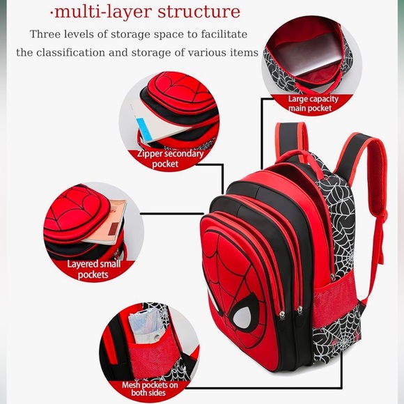 Backpack 3D Comic Backpack Kids bonus pencil case and keychain bundle Spider-Man - Picture 2 of 8